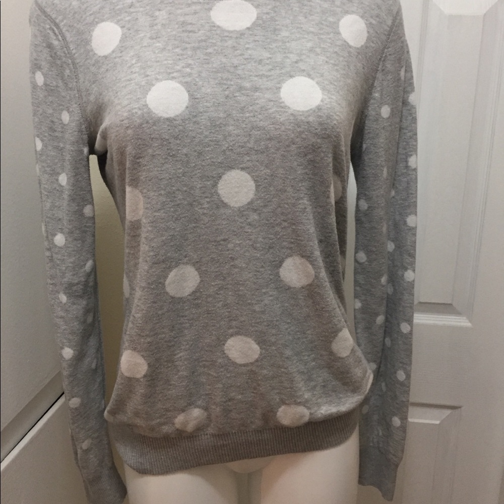 Irreversible Loft Gray and White Polka Dot Sweater